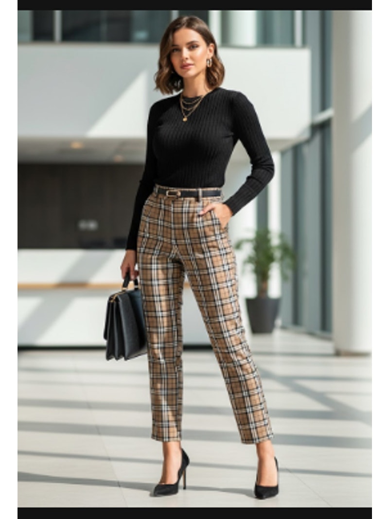 Asos Plaid Tapered Barrel-Leg Pants Size 6 Excellent Condition
